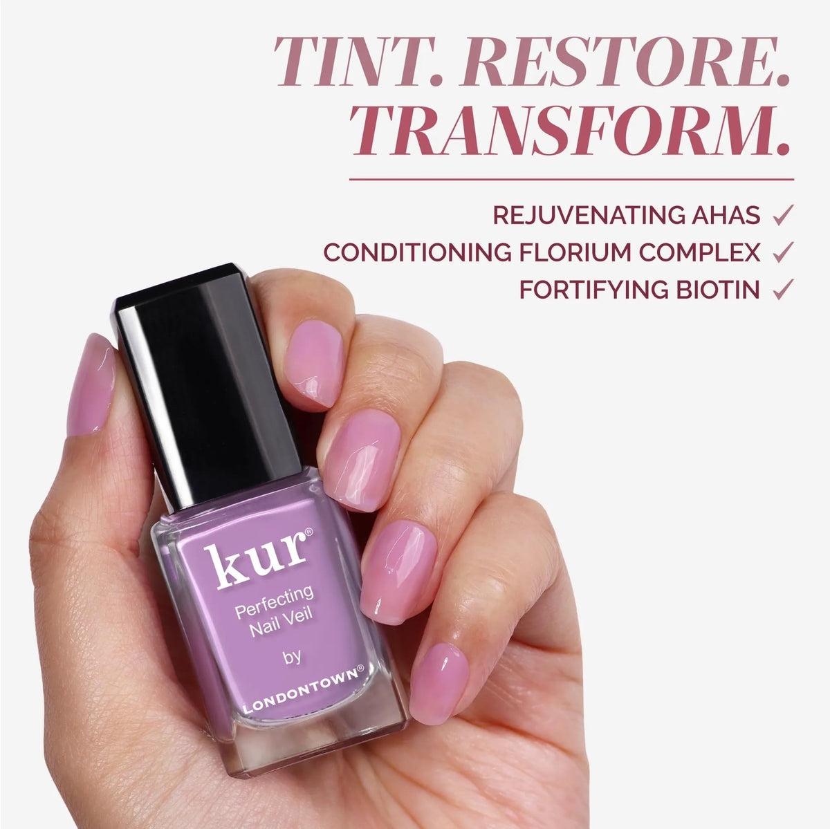 LONDONTOWN Perfecting Nail Veil #9 Sheer Lilac Tint on nails