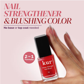 LONDONTOWN Sheer Strength Nail Blush Poppy application on nails