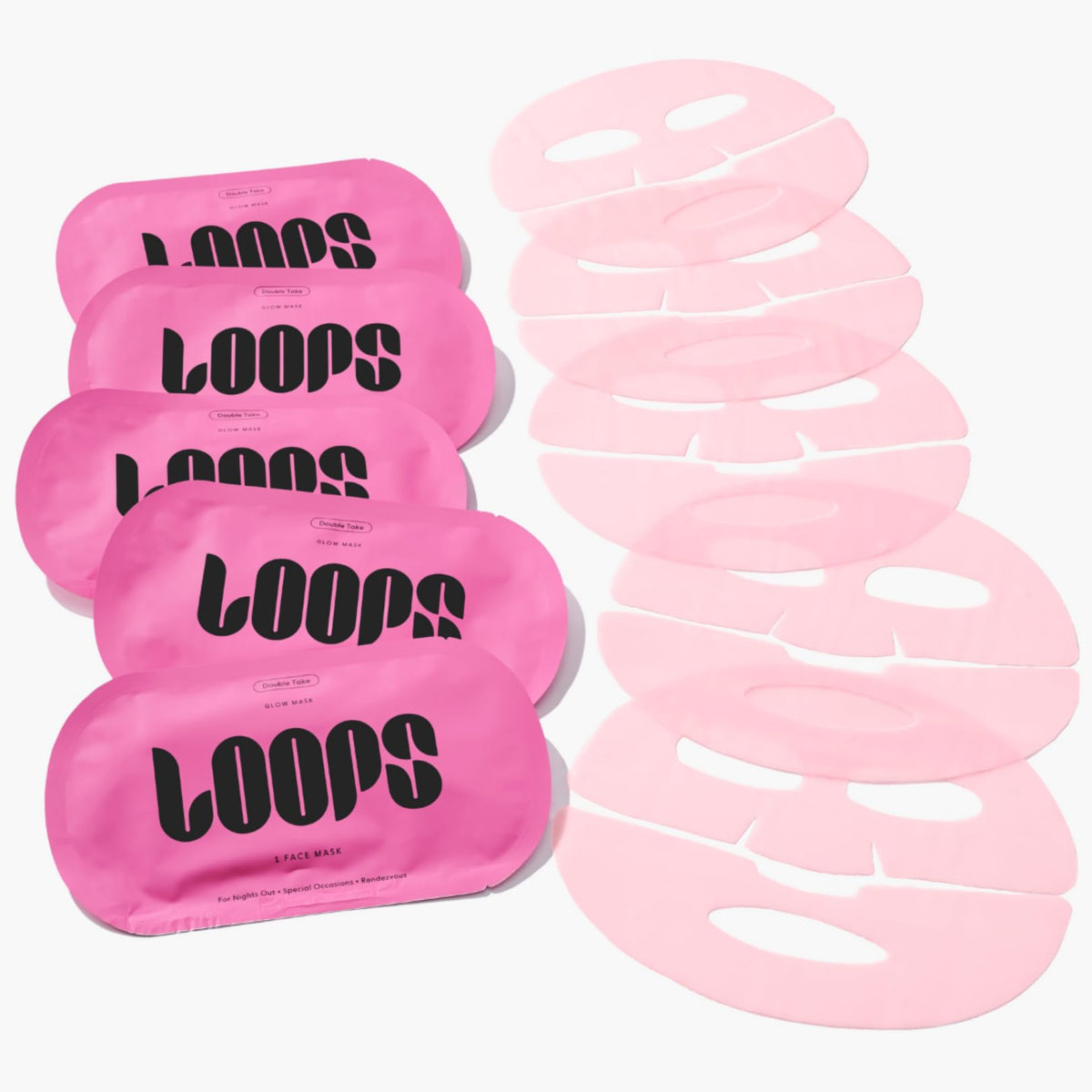 LOOPS Double Take Glow Hydrogel Face Mask packaging