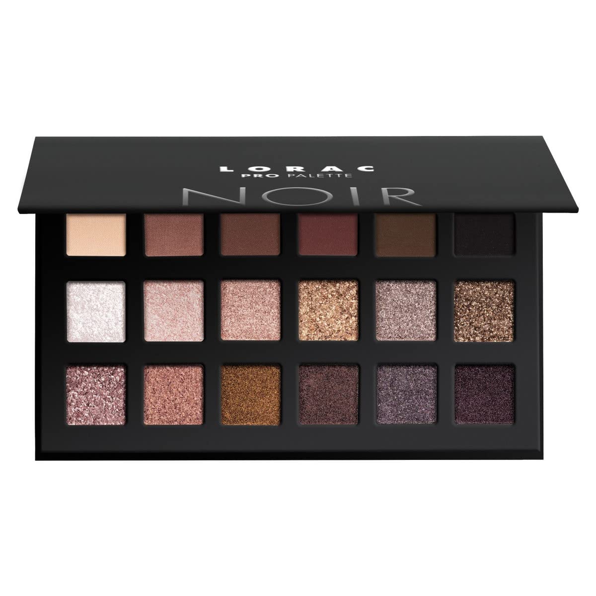 LORAC PRO Matte & Shimmer Eyeshadow Palette, Noir front view