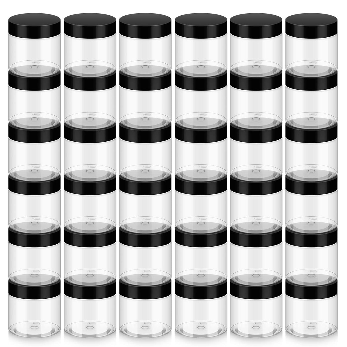 Loretoy 36 Pack 2 OZ Plastic Jars front view