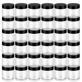 Loretoy 36 Pack 2 OZ Plastic Jars front view