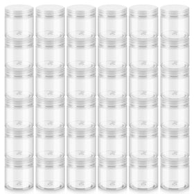 Loretoy 36 Pack Plastic Jars clear containers front view