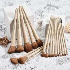 LORYP makeup brushes displayed on vanity