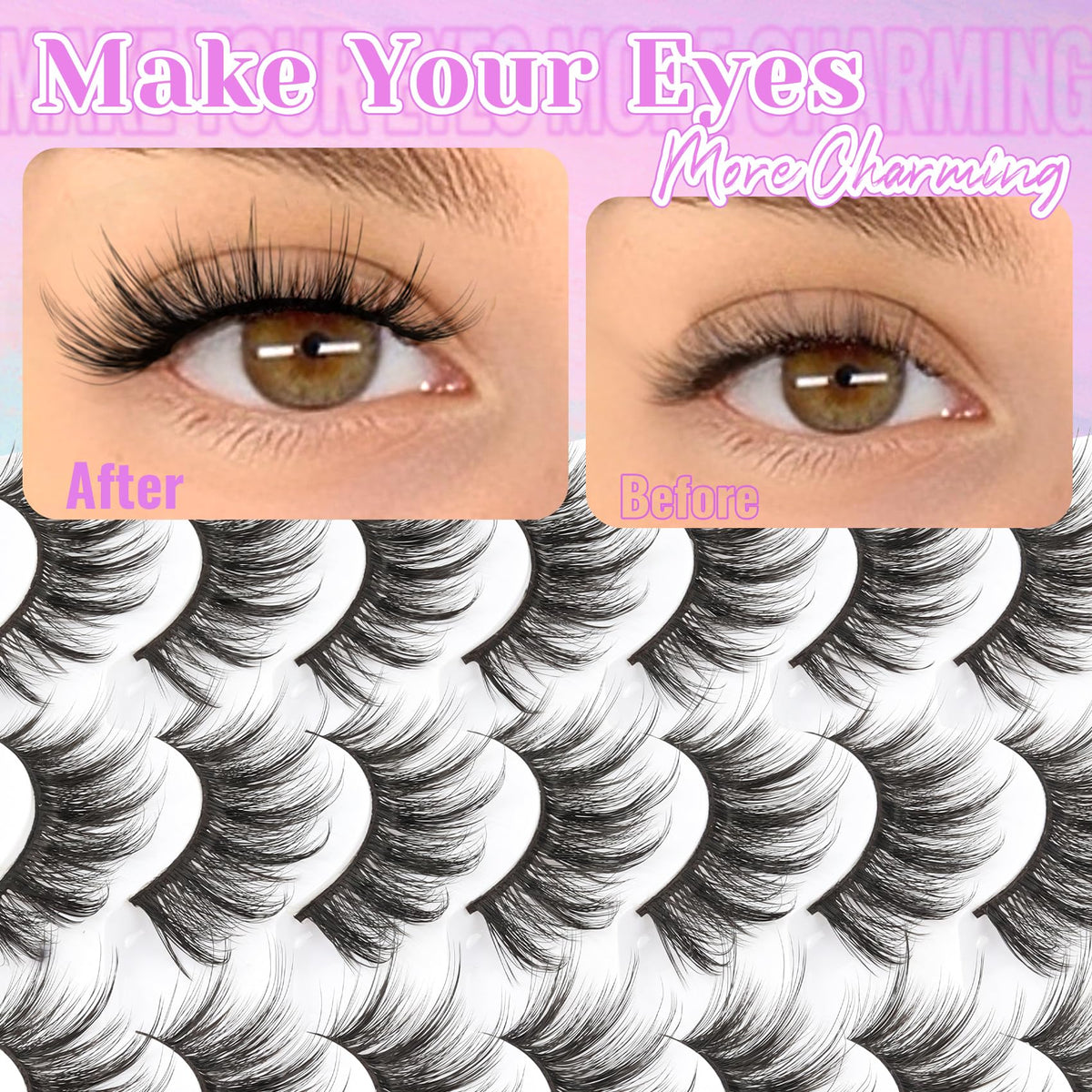 Losha Cat Eye Lashes side view showcasing the lashes