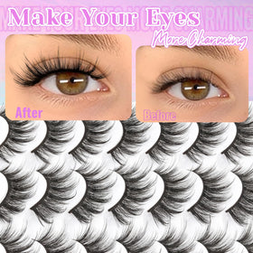 Losha Cat Eye Lashes side view showcasing the lashes