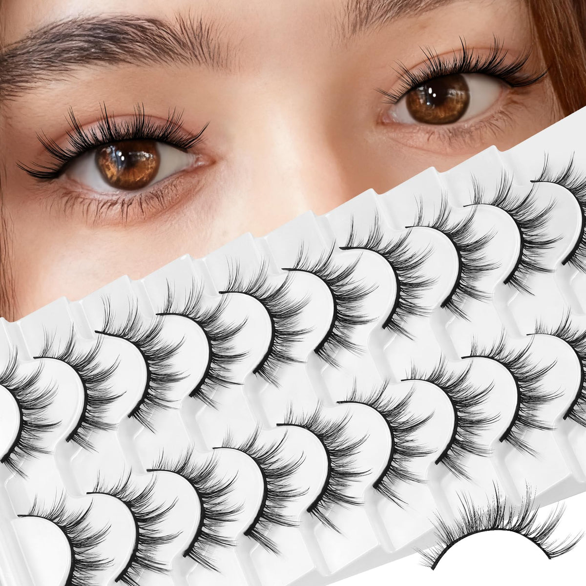 Losha Manga Lashes front view with natural look