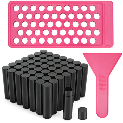 LotFancy Lip Balm Tubes Kit with 50 black tubes and filling tray