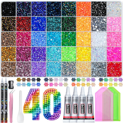 LOTWOW Bedazzling Kit 50000Pcs with 3mm rhinestones in various colours