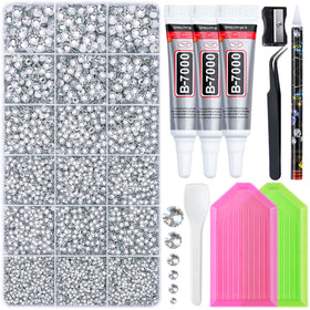 LOTWOW Rhinestones Kit with 32000 sliver clear rhinestones and tools