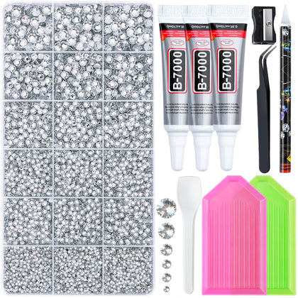 LOTWOW Rhinestones Kit with 32000 sliver clear rhinestones and tools