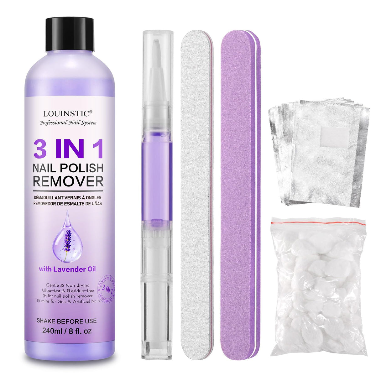 LOUINSTIC Acetone Nail Polish Remover 8 Oz front view