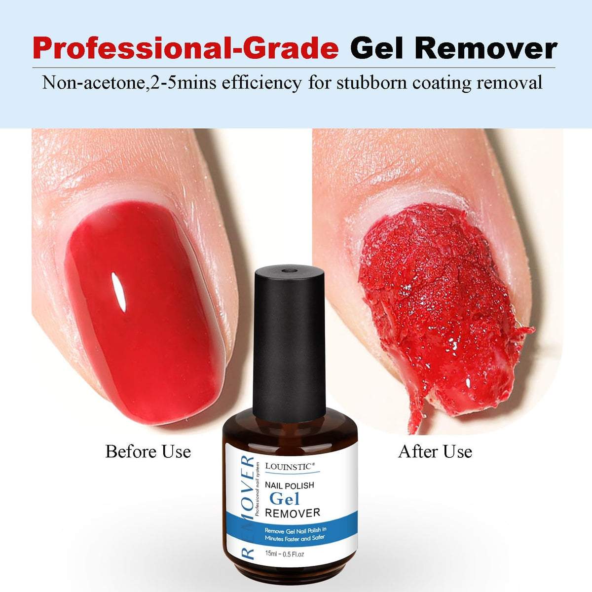 LOUINSTIC Gel Polish Remover Kit displayed with nail art supplies