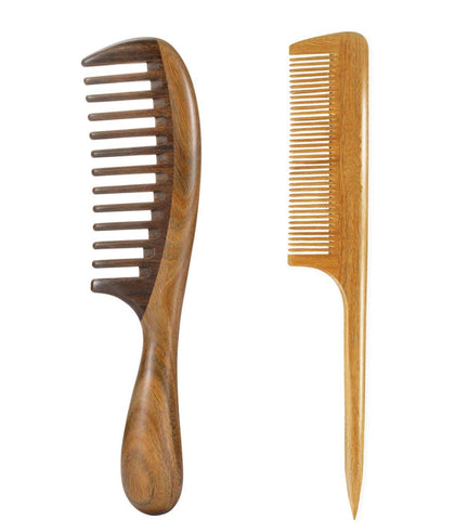 Louise Maelys wooden hair combs set including wide tooth and tail comb