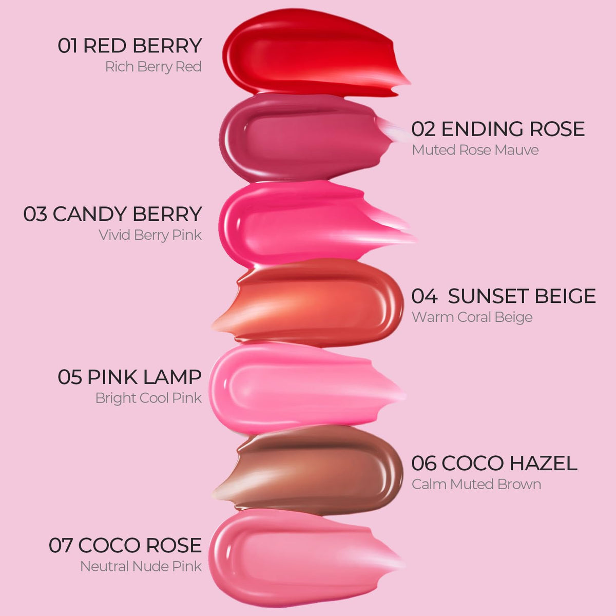 LOVB LOVB Pudding Glow Lip Stain 01 RED BERRY in a beauty setup