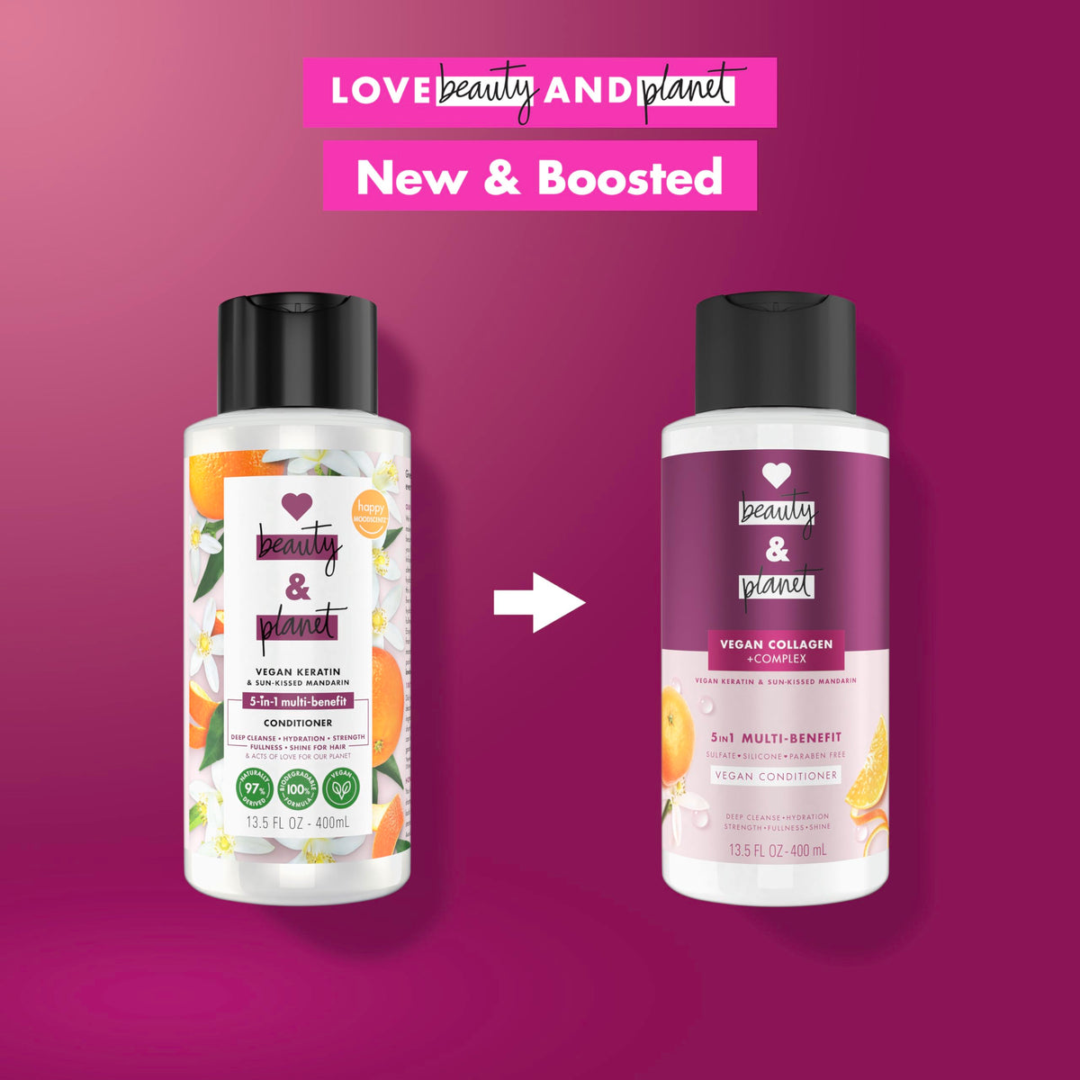 Love Beauty And Planet 5-in-1 Conditioner in a bathroom setting
