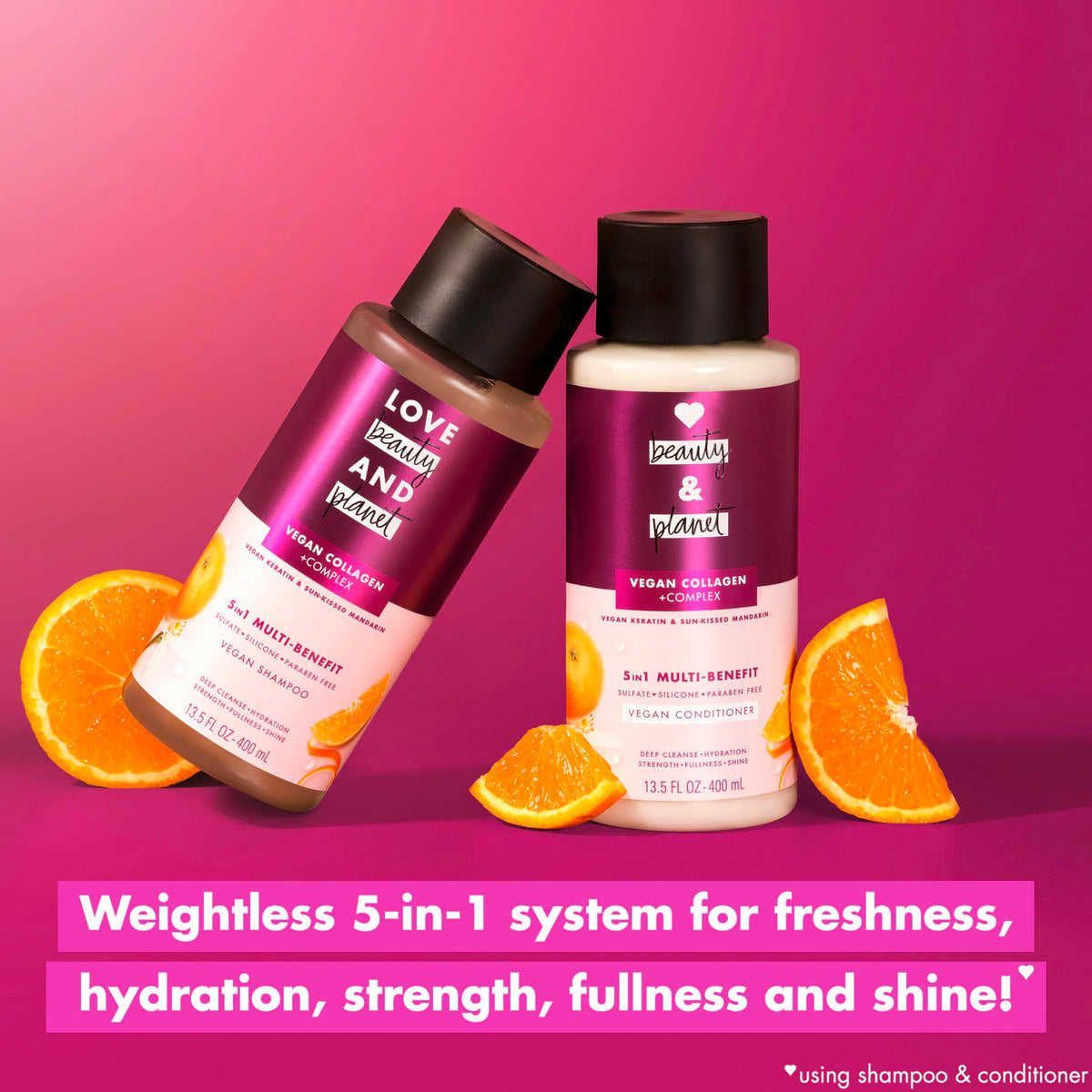 Love Beauty And Planet 5-in-1 Conditioner with fresh mandarin slices