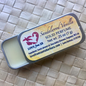 Love from Santa Barbara Sandalwood Vanilla Solid Perfume packaging