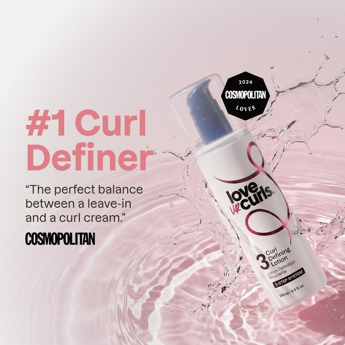 Love Ur Curls Curly Hair Care Set packaging on a bathroom counter