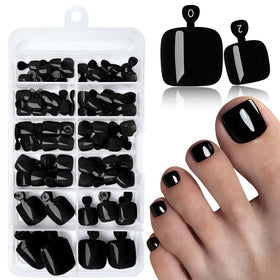 LoveOurHome 120pc Black Press on Toenails Kit front view