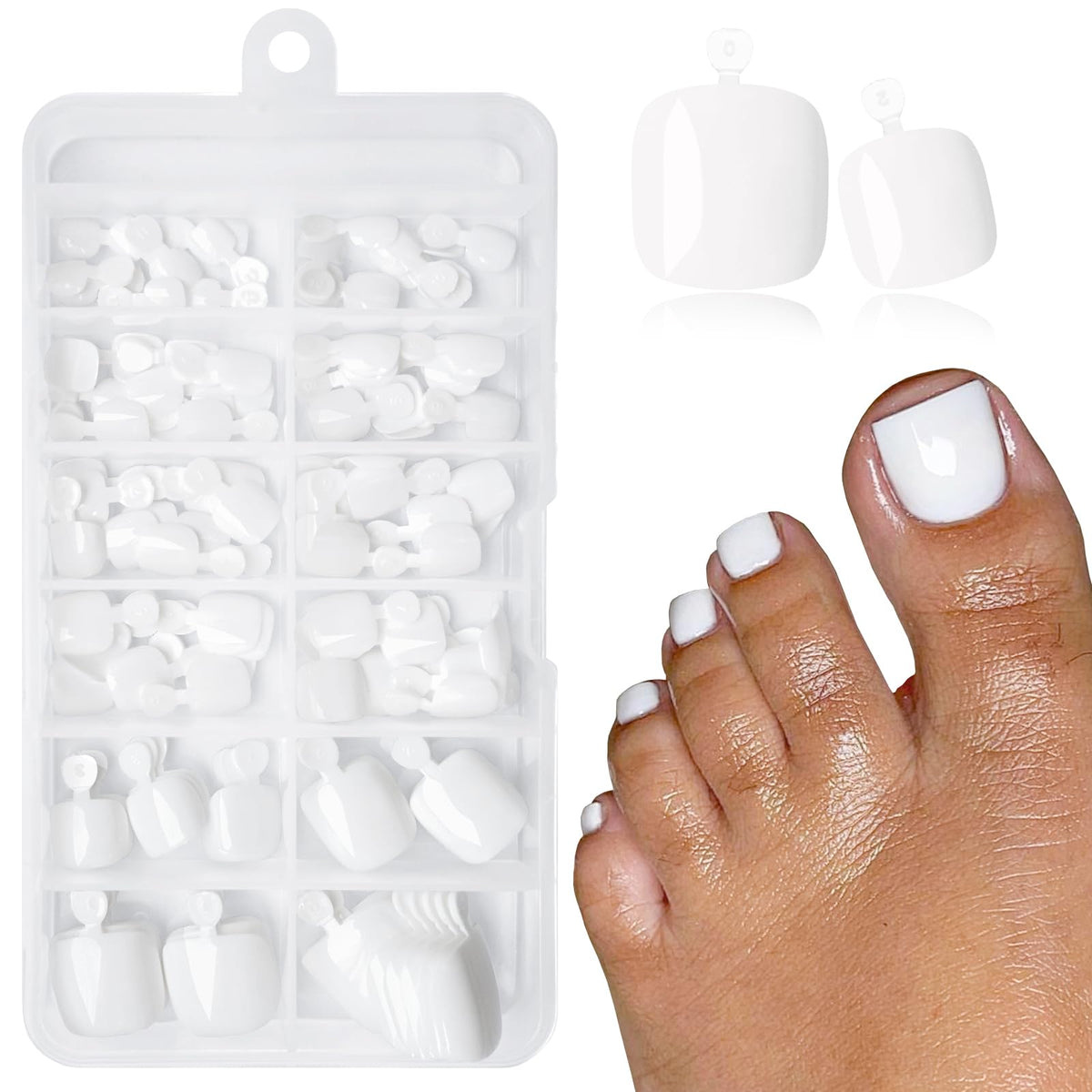 LoveOurHome 120pc white press on toenails kit front view