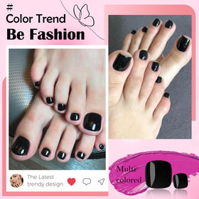 LoveOurHome black press on toenails applied on feet