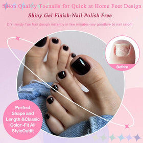 LoveOurHome black press on toenails with glossy finish