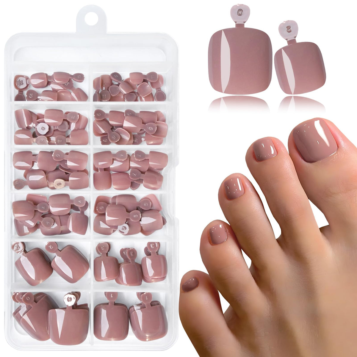 LoveOurHome Coffee Press on Toenails 120pc kit front view