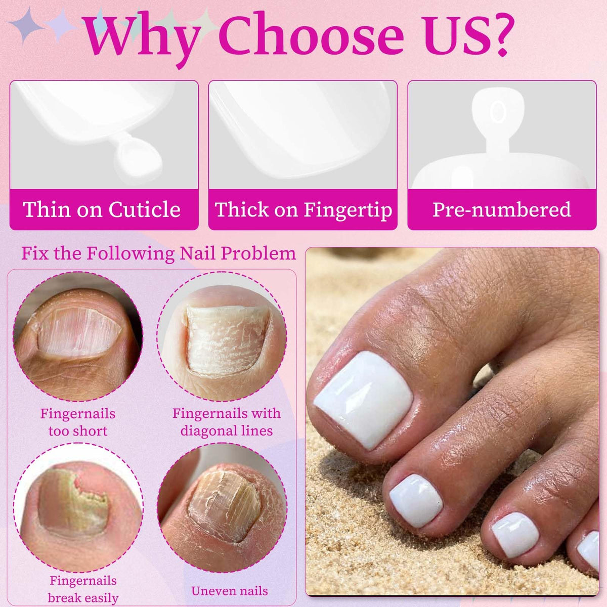 LoveOurHome press on toenails with glossy finish