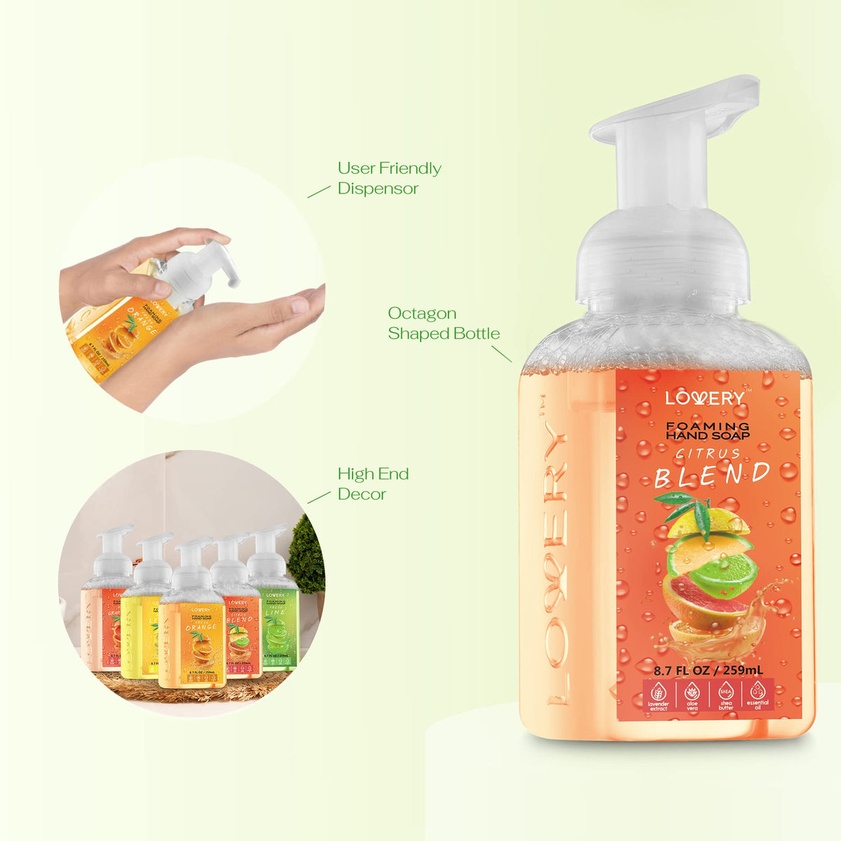 LOVERY Foaming Hand Soap dispenser bottle front view