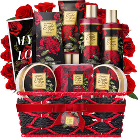 LOVERY Spa Bath and Body Gift Set 13 Piece Red Rose Kit front view