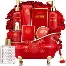 LOVERY Spa Bath and Body Gift Set in handmade red tub