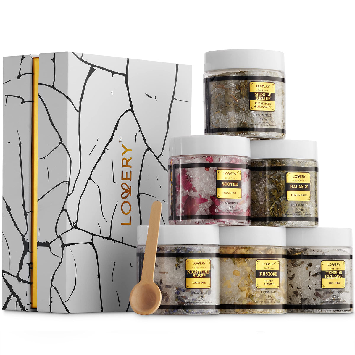 LOVERY Spa Gift Basket with Epsom Bath Salts in elegant packaging