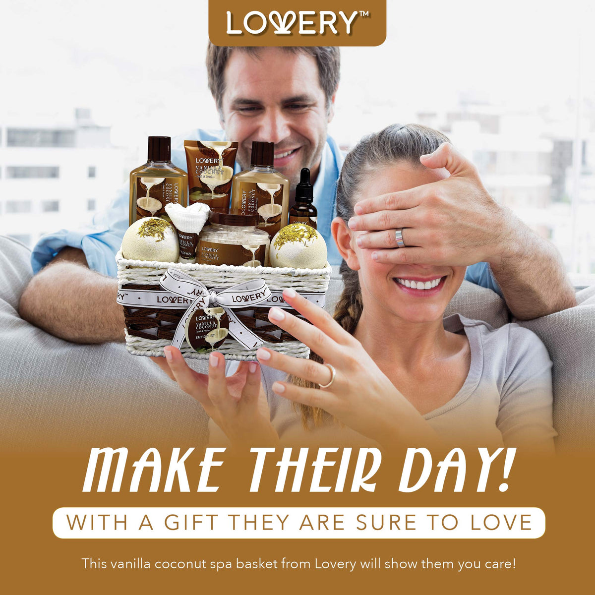 LOVERY Spa Gift Basket with personalised gift note card