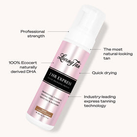 Loving Tan 2 HR Express Self Tanning Mousse Dark in use on skin