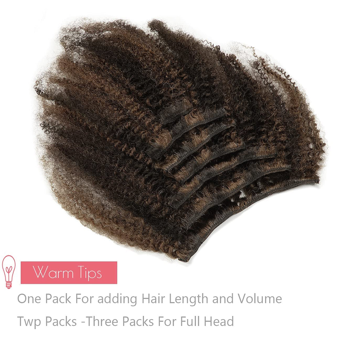 Loxxy Afro Kinky Curly Clip Ins with clips displayed on a flat surface
