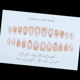 LPOODDNU 3D Almond Press on Nails application process
