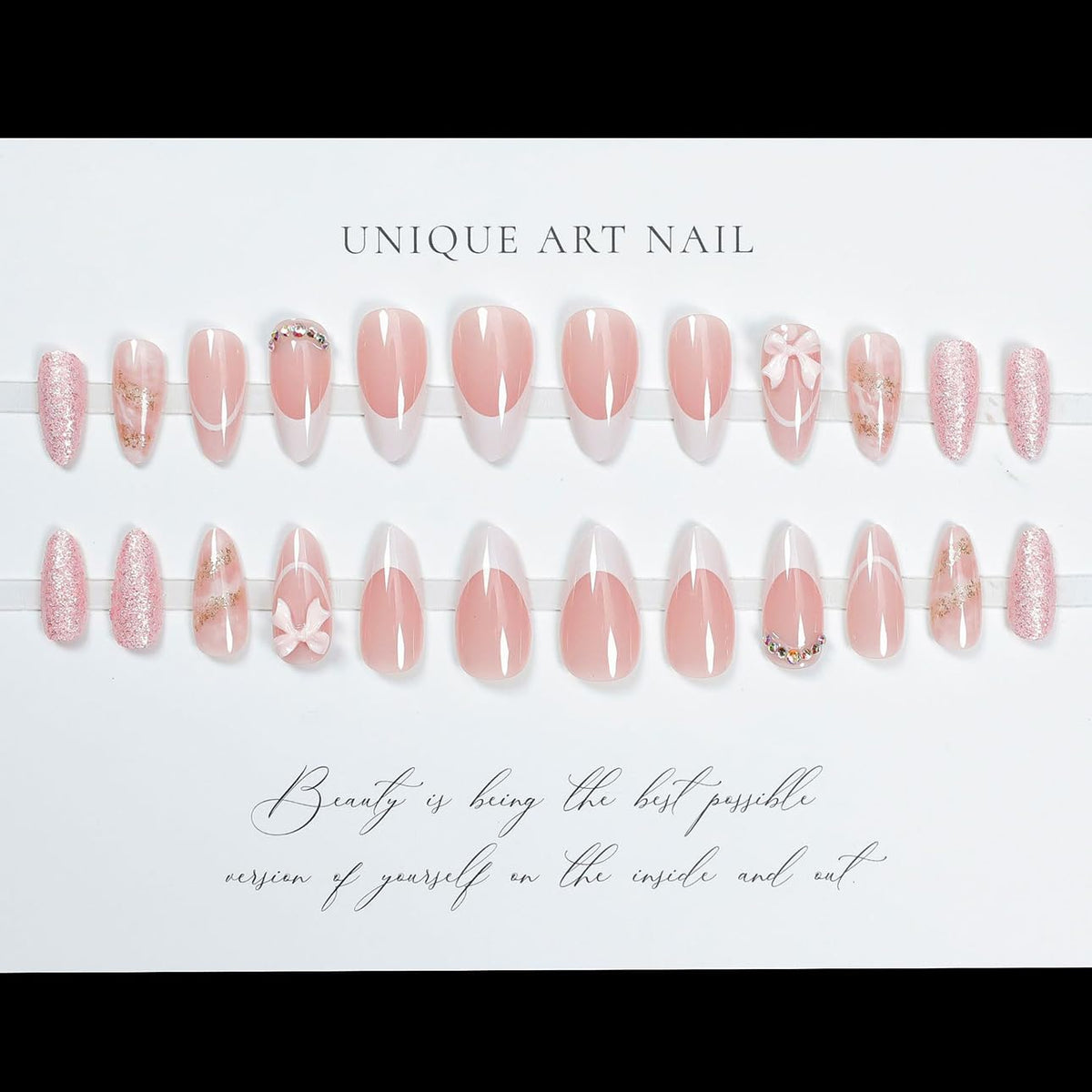 LPOODDNU Almond French Tip Nails kit packaging