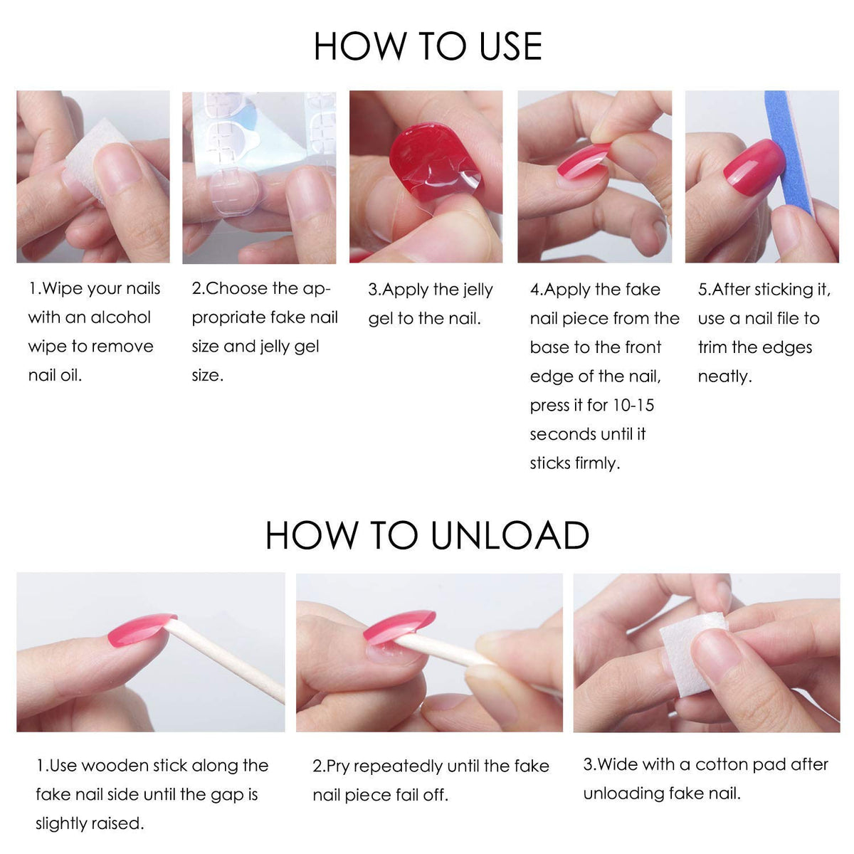 LPOODDNU almond press on nails in various sizes