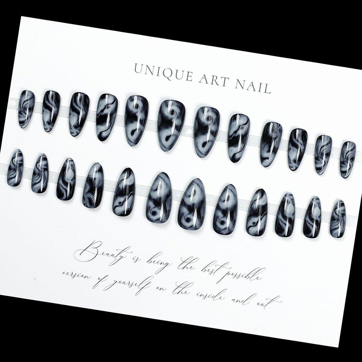 LPOODDNU Almond Press on Nails packaging with 24 pieces
