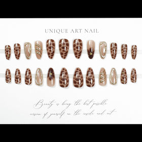 LPOODDNU Brown Almond Press On Nails in various sizes