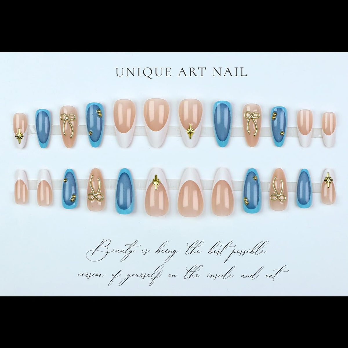 LPOODDNU nail kit packaging with 24 almond-shaped nails