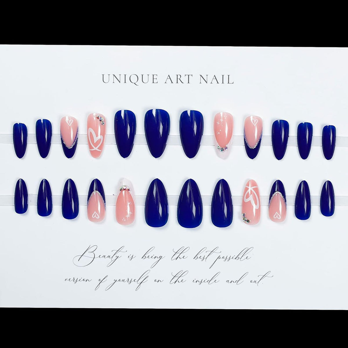 LPOODDNU Press on Nails Almond Medium packaging with 24 pieces