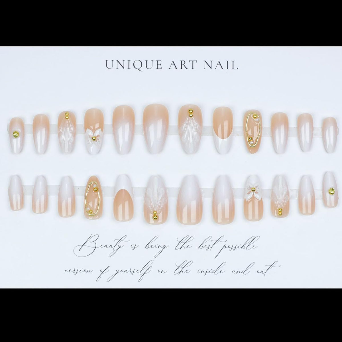 LPOODDNU Press On Nails showing various sizes