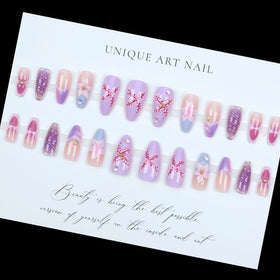 LPOODDNU press on nails with floral design in packaging