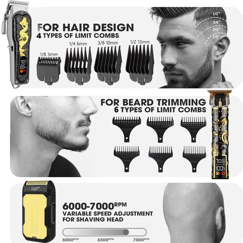 LQT cordless hair clippers charging with USB cable