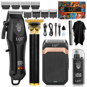 LQT Hair Clippers Cordless Grooming Kit front view with LED display