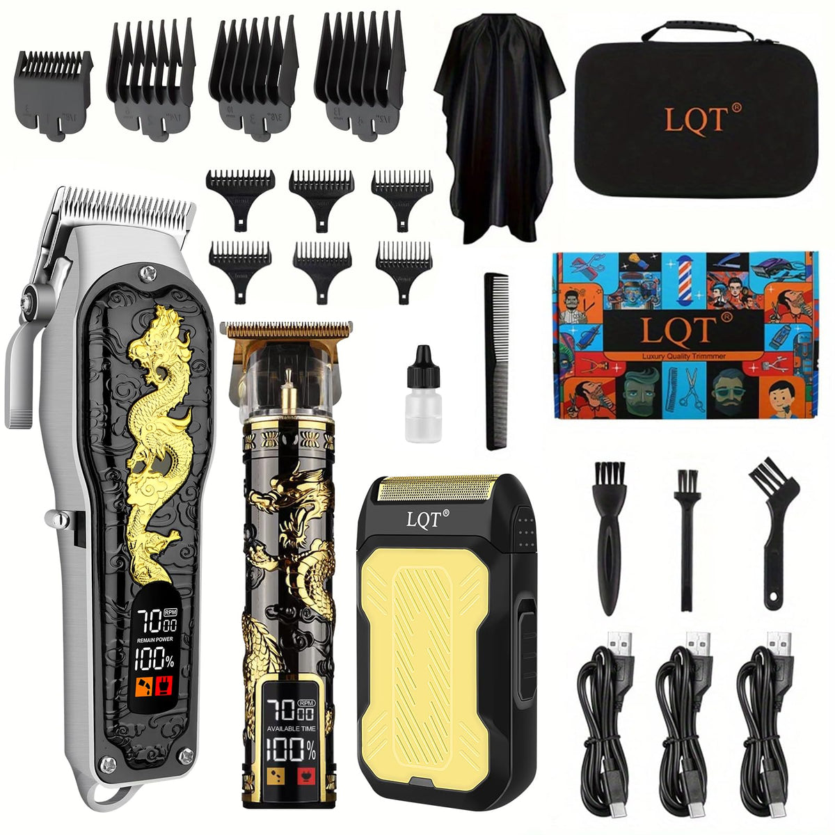 LQT Hair Clippers Set with LED display and accessories