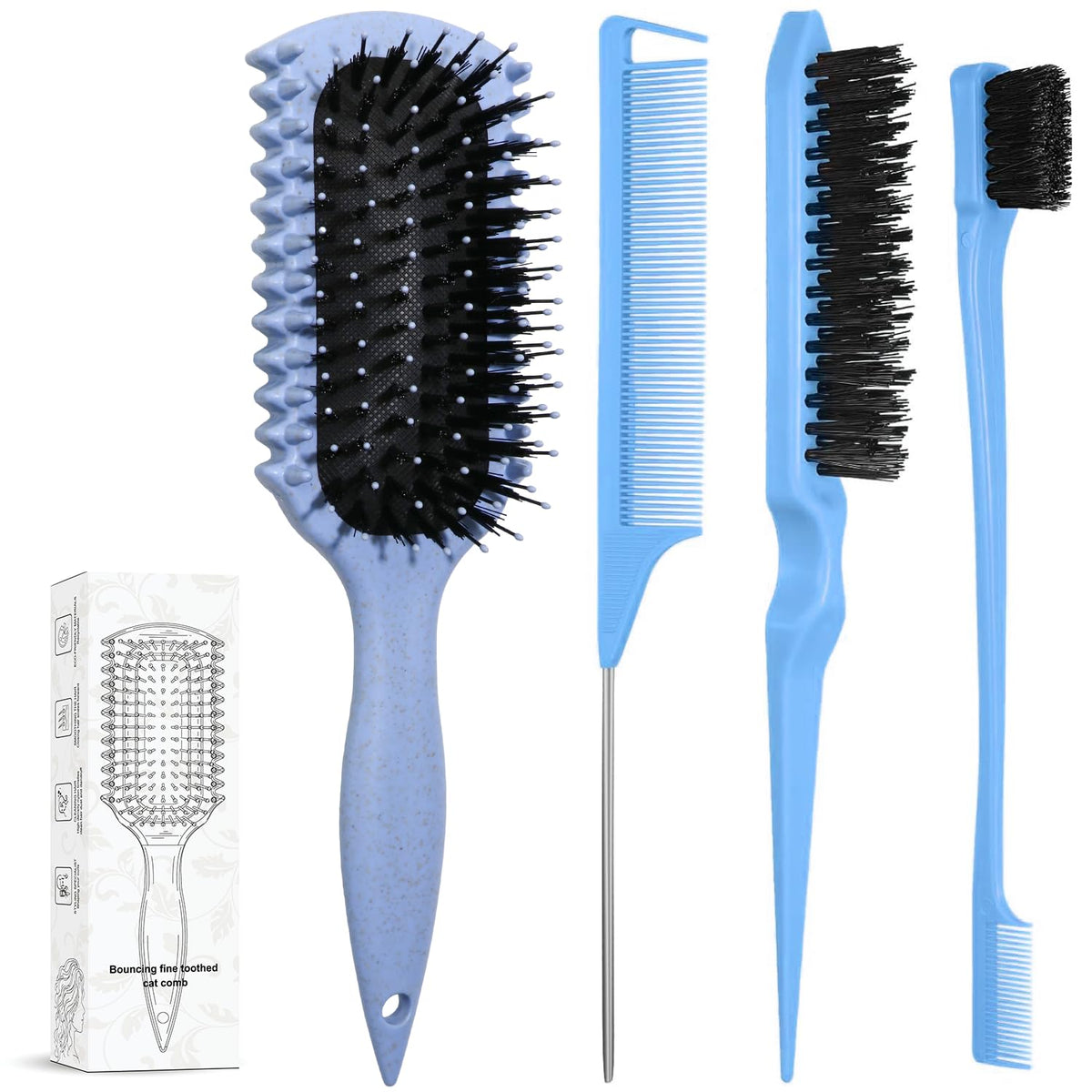 LSKHJT brush set including teasing comb and edge control brush