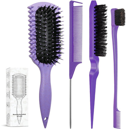 LSKHJT Curl Defining Brush Set in purple with ergonomic handle